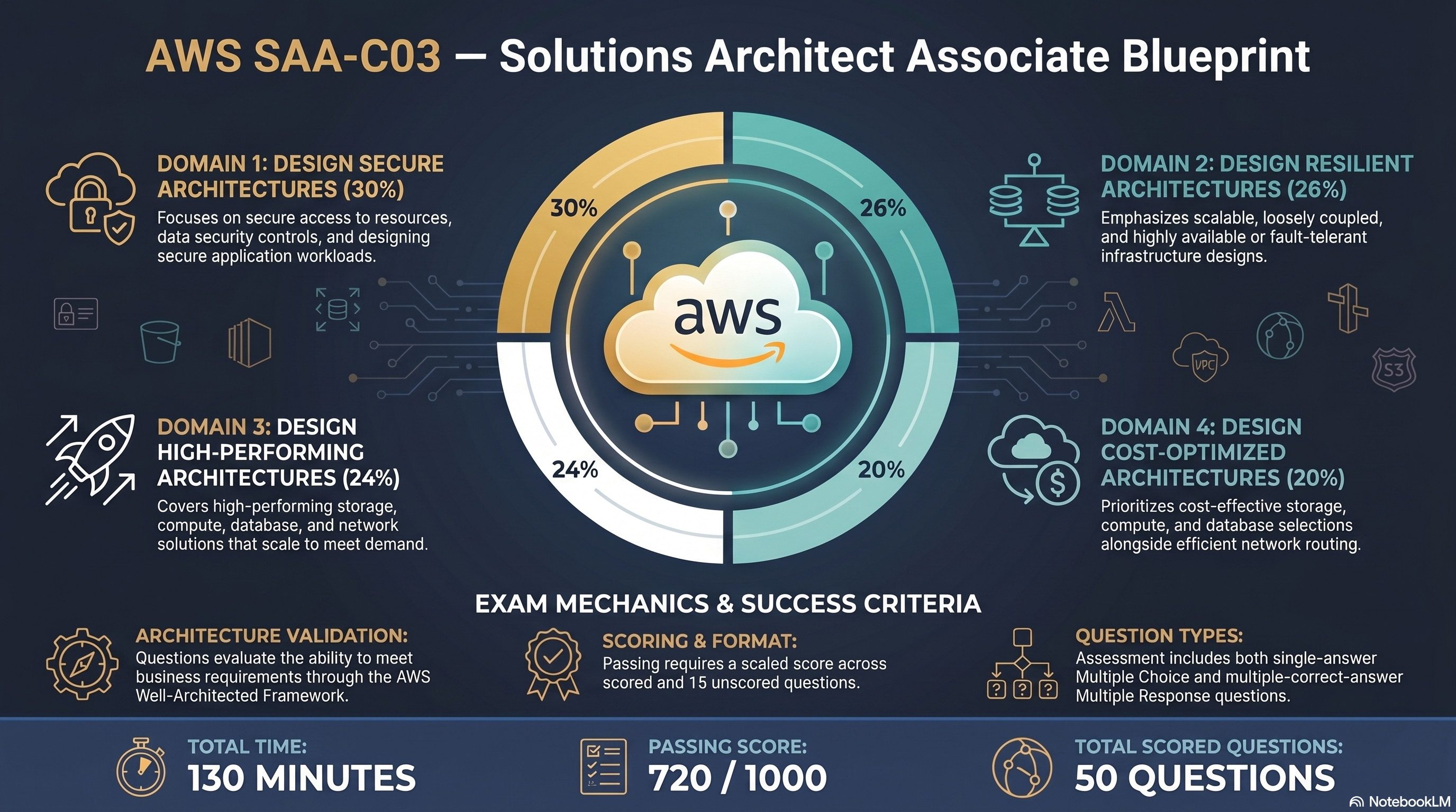 SAA-C03 Exam Blueprint — all four domain weights